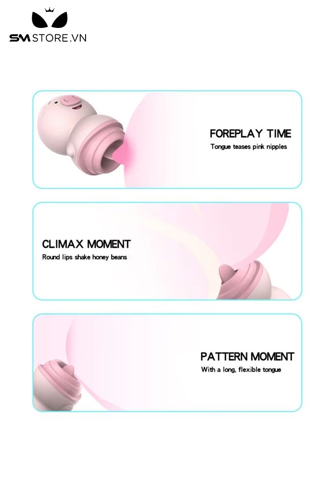 SMT508 - Lưỡi rung hình con heo kích thích điểm G dài 81mm màu hồng