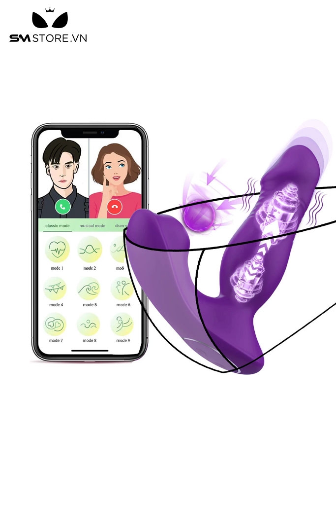 SMT2332 - Máy rung hút dương vật 2 đầu điều khiển xa dài 114mm