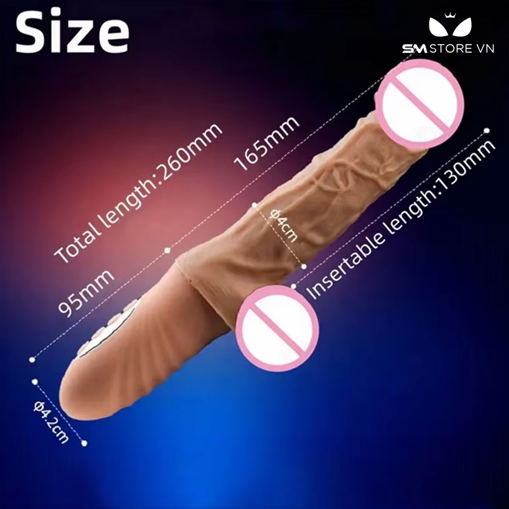 SMT488 - Dương vật giả rung thụt tự động sưởi ấm dài 26cm màu da