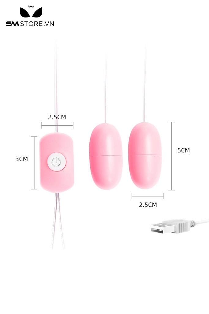 SMT1940 - Trứng rung bằng nhựa 2 đầu có dây sạc điện dài 5cm