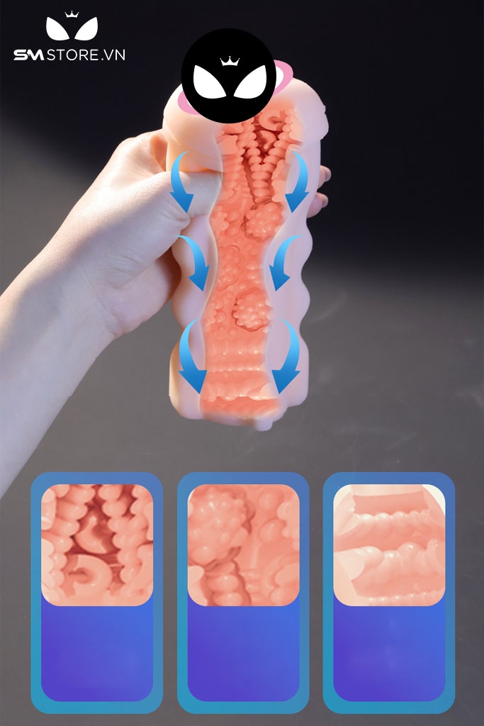 SMT638 - Cốc thủ dâm mặt cười có âm đạo giả silicon mềm dài 17cm