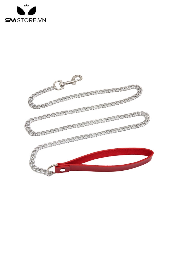 SMT285 - dây xích kim loại cổ SM chất liệu tay câm da PU dài 98cm