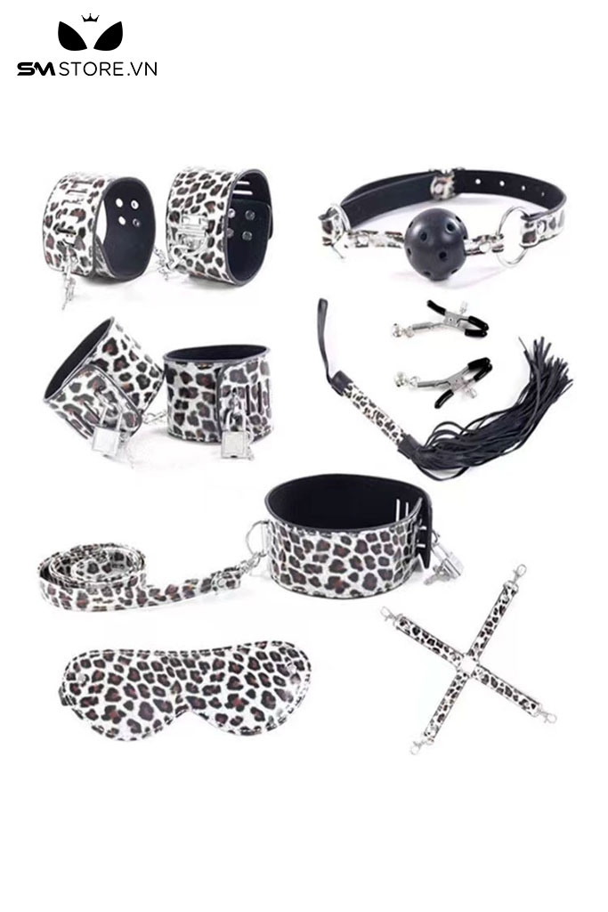 SMT1595 - Combo đồ chơi SM 8 món làm bằng giả da PU họa tiết da báo