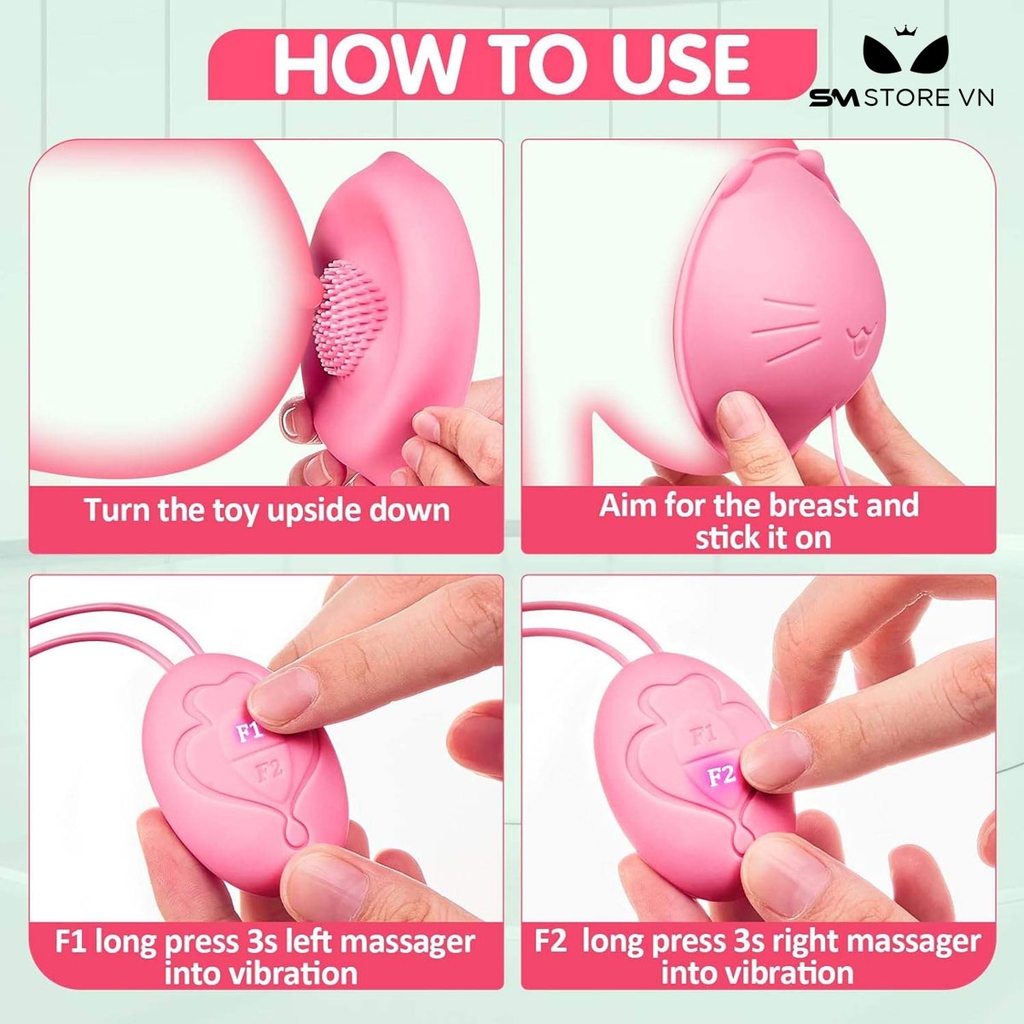 SMT2331 - Máy rung núm vú có 10 chế độ dài 9cm hình con mèo