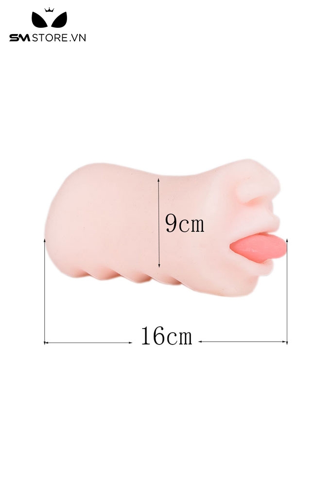 SMT1946 - Âm đạo giả 2 đầu có miệng lè lưỡi bằng silicon mềm dẻo