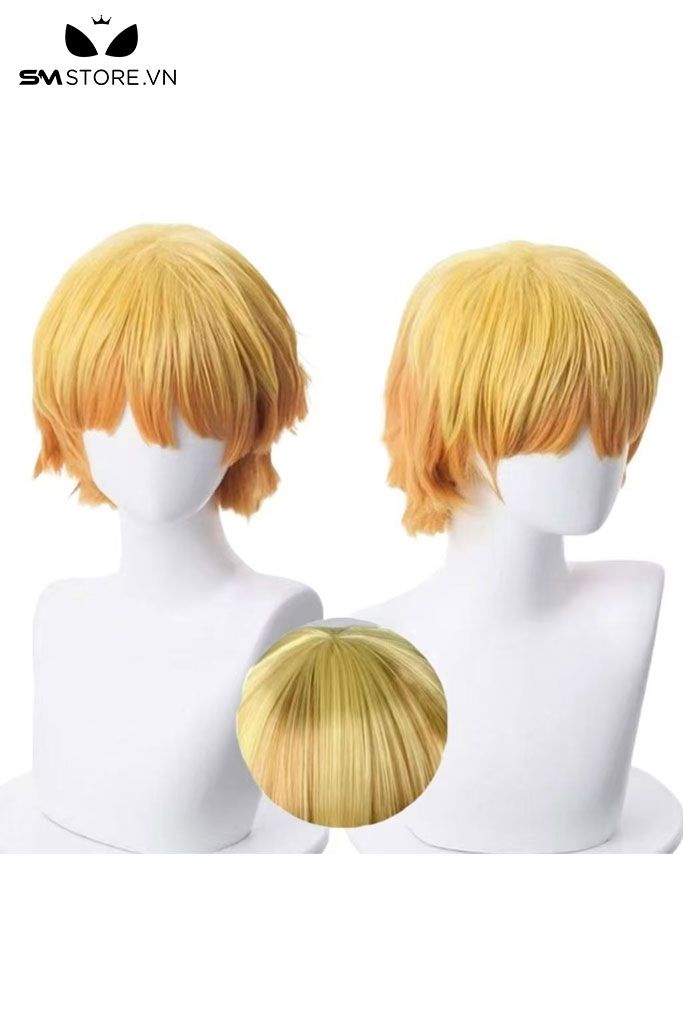 SMP149 - Tóc giả cosplay Zenitsu Agatsuma màu vàng xoăn nhẹ