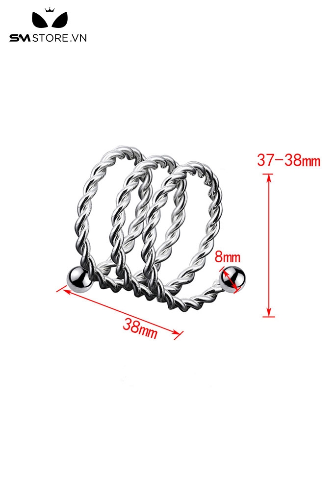 SMT2280 - Vòng bi đeo dương vật inox hình xoắn ốc dài 3.8cm