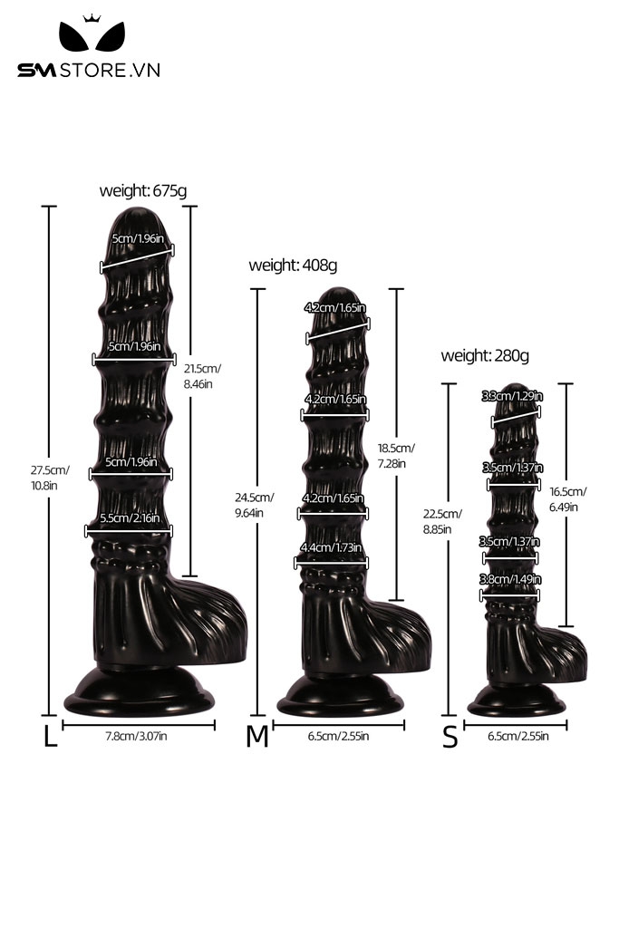 SMT2169 - Dương vật giả silicon đế dính tường có bìu và 3 size