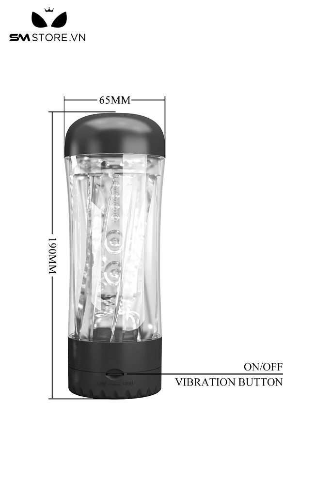 SMT2770 - Cốc thủ dâm trong suốt có rung Pretty Love tháo rời dài 19cm