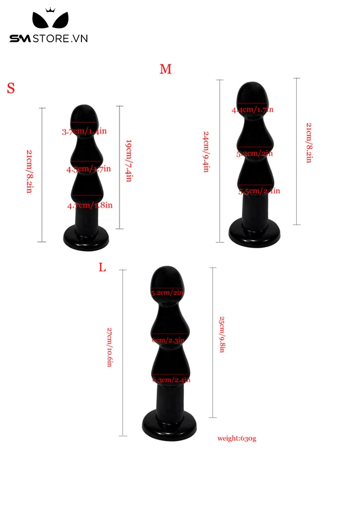SMT1772 - Anal bead silicon mềm dẻo với chuỗi 3 hạt có 3 size