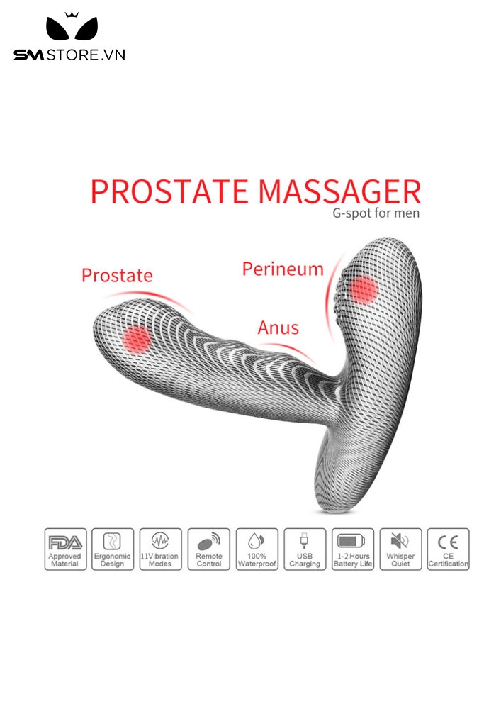 SMT1507 - Butt plug hậu môn silicon điều khiển mini 16 chế độ rung