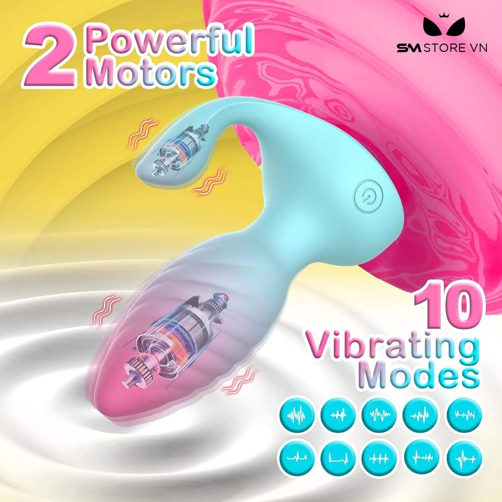 SMT2286 - Máy rung hậu môn xanh hồng dài 11.5cm điều khiển xa