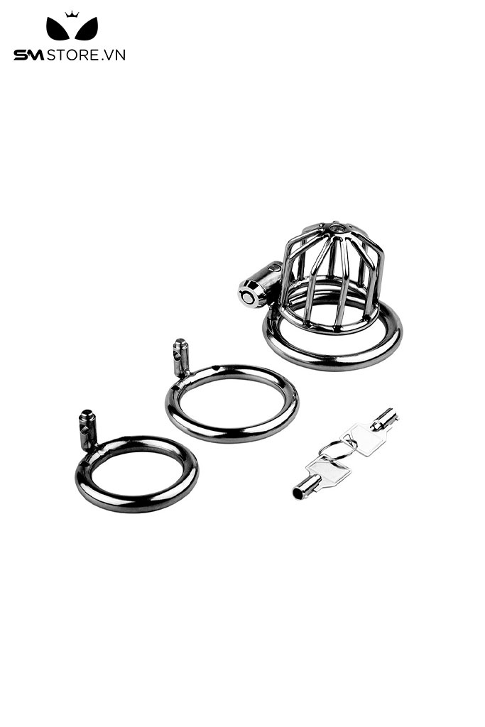 SMT616 - Khóa dương vật inox không gỉ 1 ổ khóa và 2 chìa dài 61mm