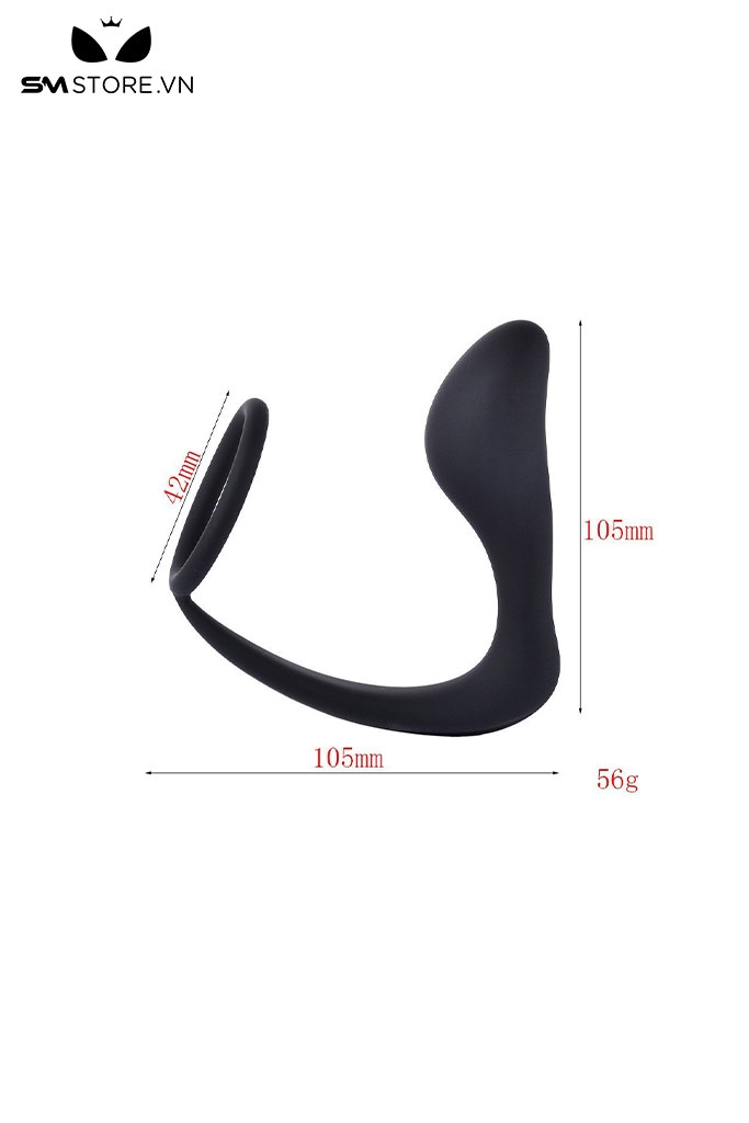 SMT924 - Butt plug silicon kèm cockring đường kính 42mm màu đen