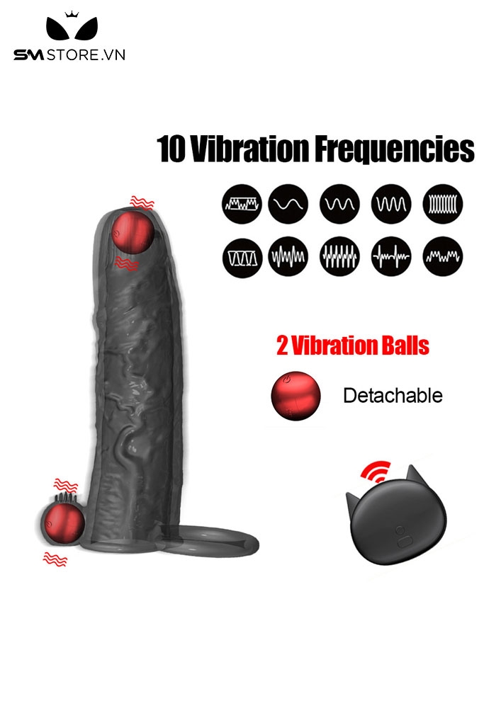 SMT2463 - Dương vật giả rỗng ruột có 10 tần số rung sạc điện