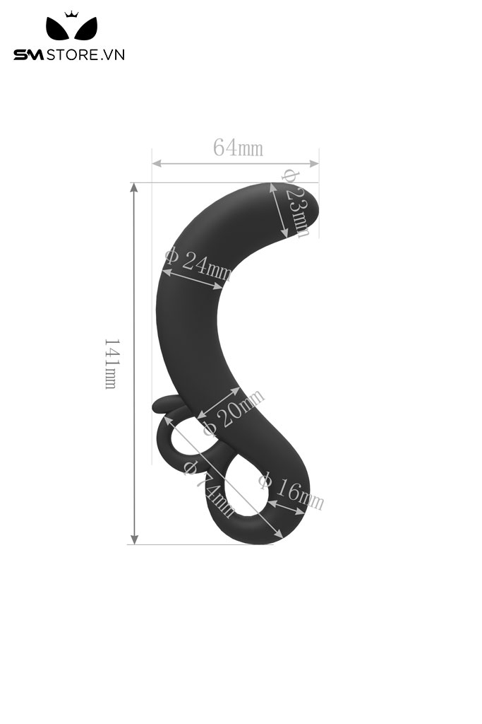 SMT2594 - Phích cắm hậu môn silicon 2 nấc tay cầm hình tròn dài 175mm