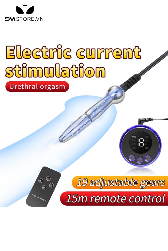 SMT3040 - Sounding đồ chơi niệu đạo inox trơn có chế độ sốc điện