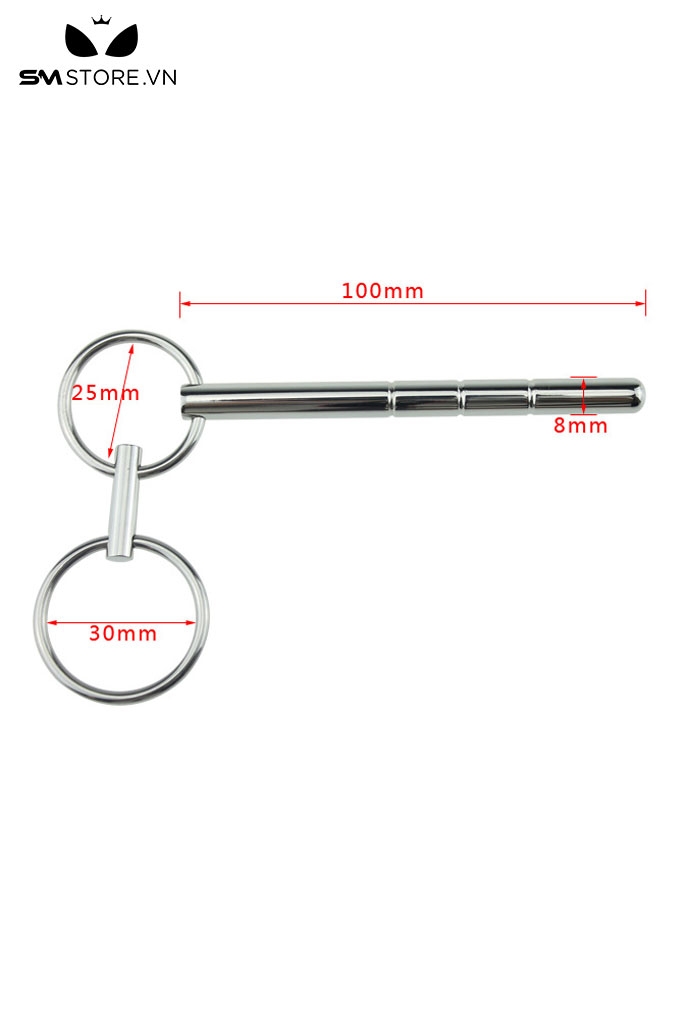 SMT2203 - Sounding niệu đạo inox không gỉ dài 10cm có 2 vòng tròn