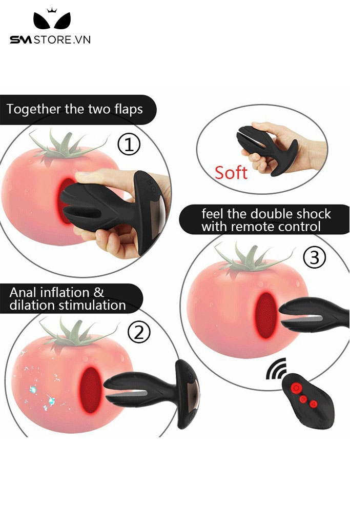 SMT2231 - Máy rung hậu môn silicon 2 nhánh có sốc điện dài 10.7cm