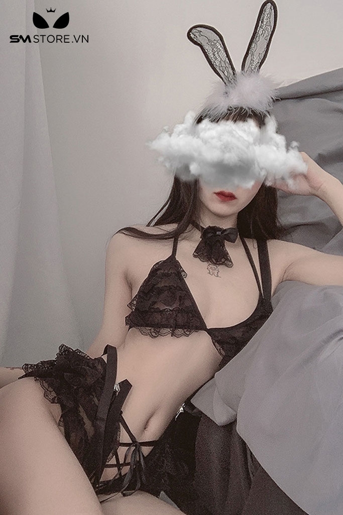 SMS783 - Cosplay xuyên thấu gợi cảm với thỏ với áo kèm quần váy