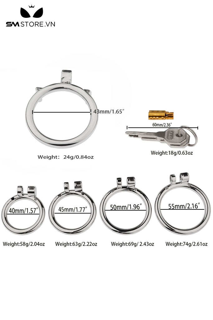 SMT2652 - Khóa dương vật mặt dẹt thép không gỉ hình tròn thoáng khí