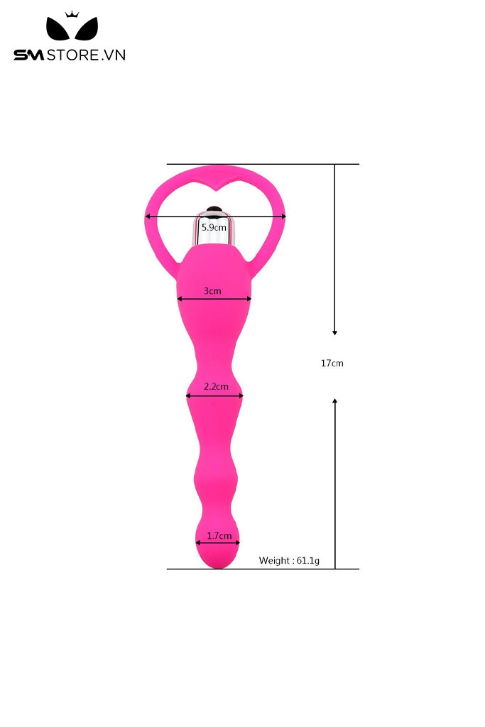 SMT789 - Máy rung hậu môn chuỗi 4 hạt silicon dài 17cm