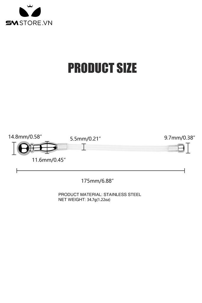 SMT2207 - Sounding inox không gỉ có ống trong suốt dài 175mm