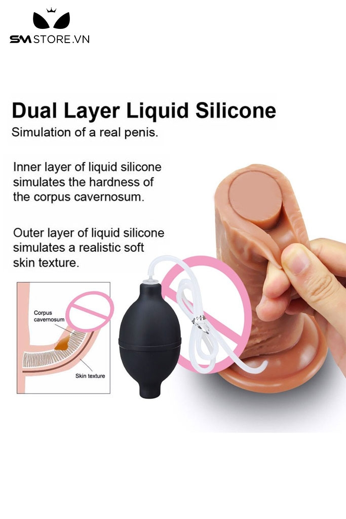 SMT1996 - Dương vật giả silicon mềm dẻo bắn tinh dài 18cm