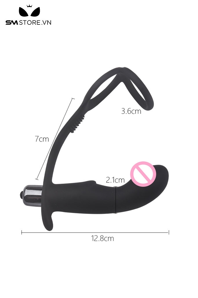 SMT2599 - Máy rung hậu môn kèm vòng đeo dương vật dài 3.6cm