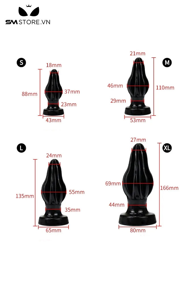 SMT1365 - Butt plug cắm hậu môn bằng silicon có độ uốn dẻo tốt