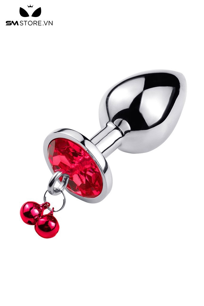 SMT1361 - Butt plug hậu môn bằng inox gắn ngọc mix chuông có 3 size
