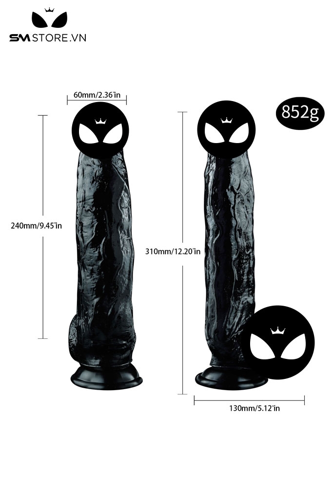 SMT1622 - Dương vật giả nổi gân silicon dài 31cm có bìu đế dính tường