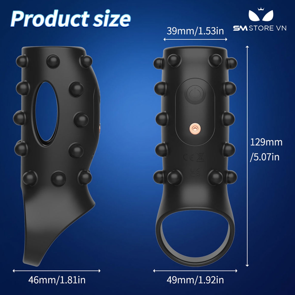 SMT372 - Vòng đeo dương vật có bi kèm 10 chế độ dài 129mm