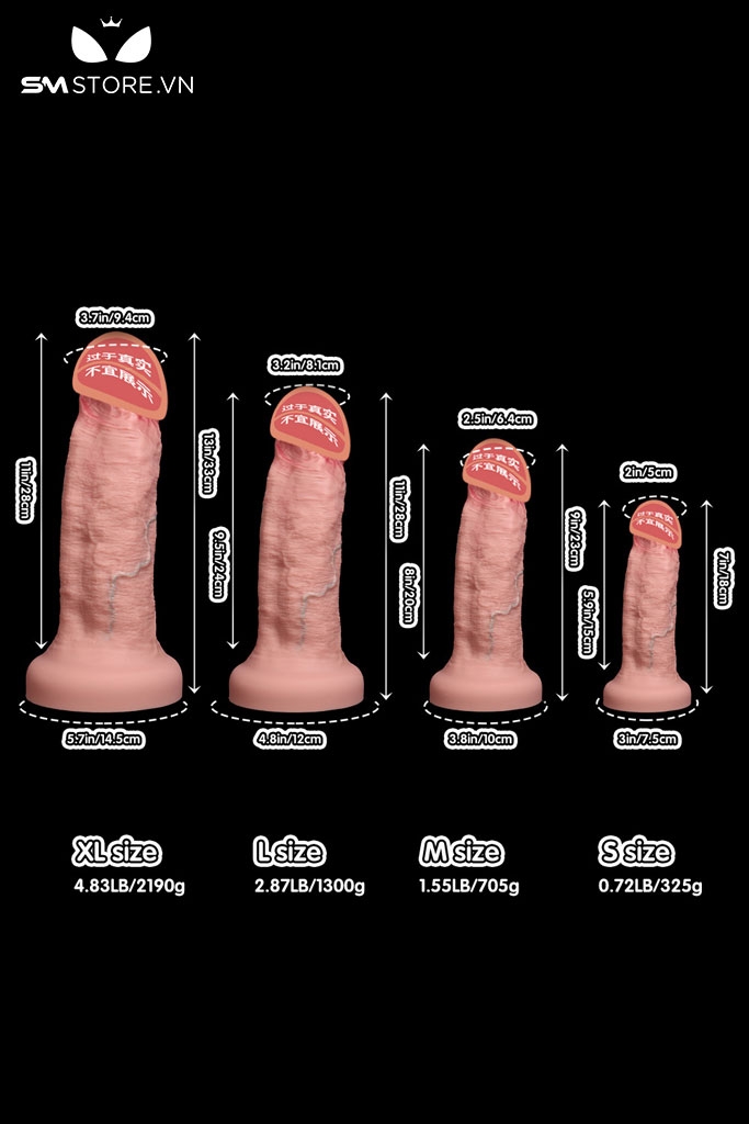 SMT2383 - Dương vật giả silicon khổng lồ màu da 4 size khủng