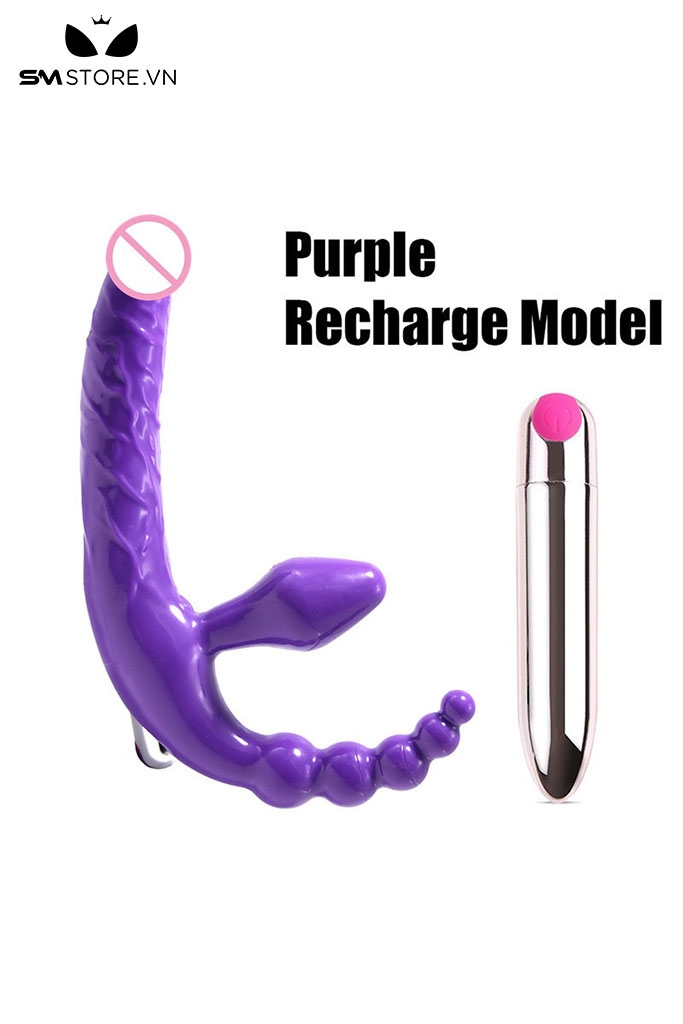 SMT1253 - Dương vật 3 đầu có phích cắm hậu môn 5 tầng dài 21cm