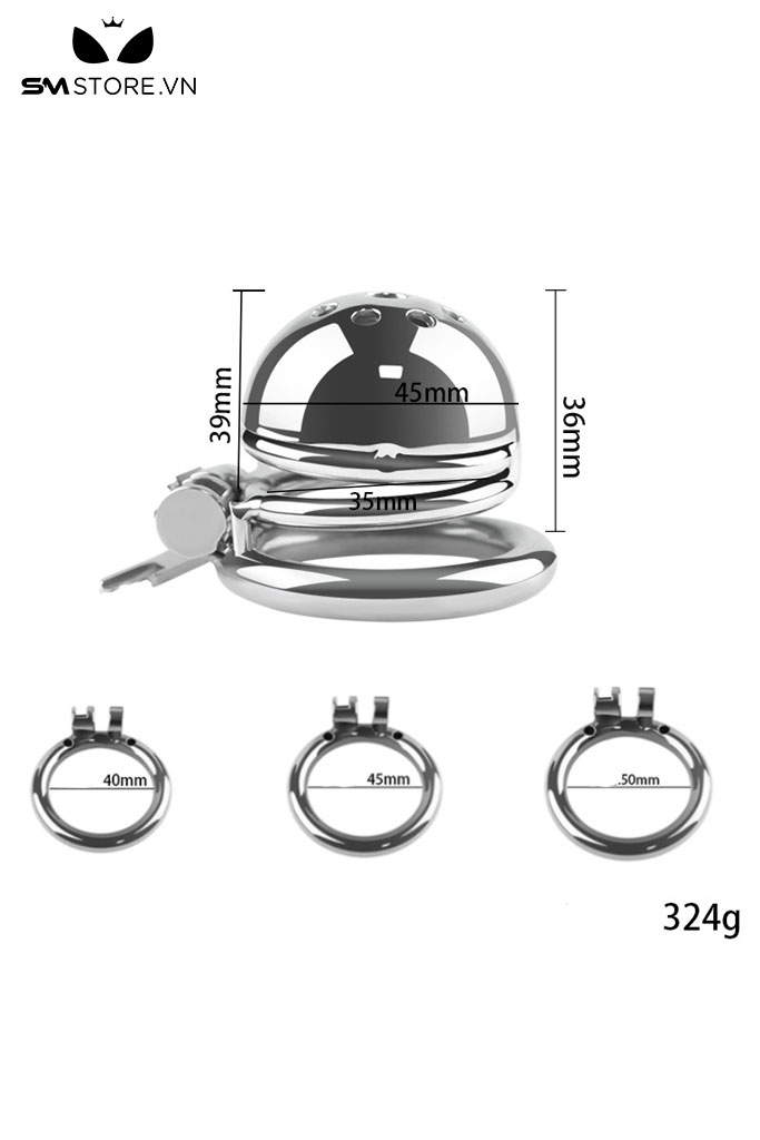 SMT2432 - Khóa dương vật nắp nồi inox có lỗ nhỏ thoáng khí dài 39mm