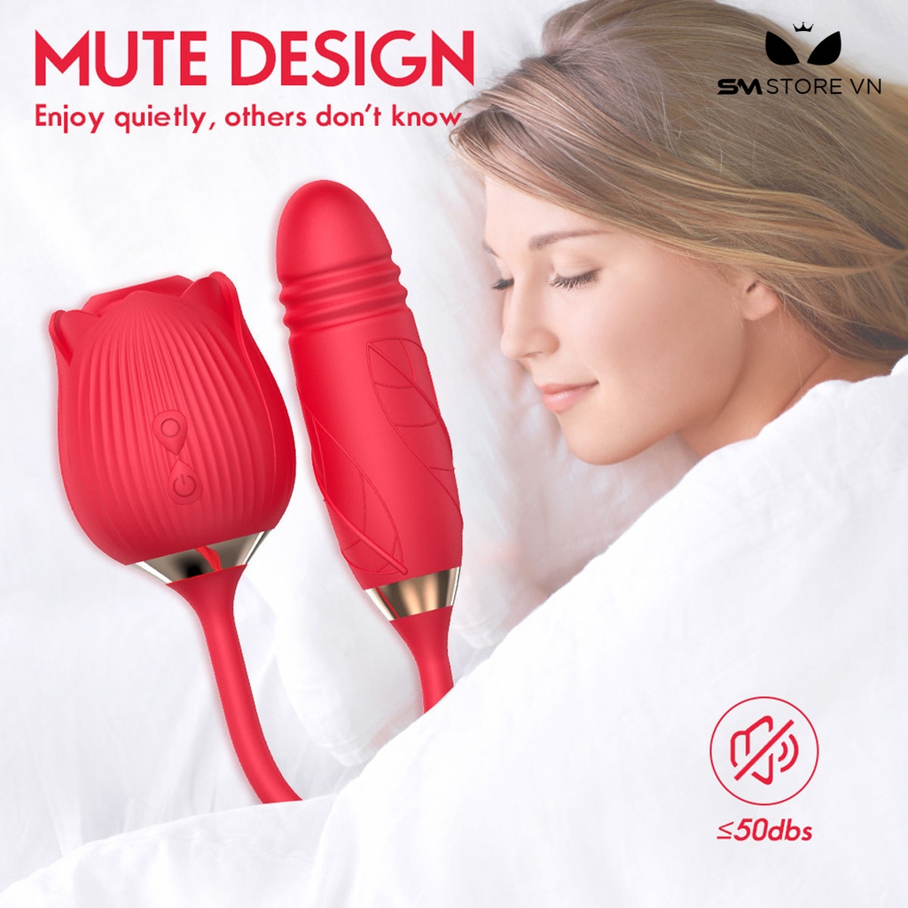 SMT477 - Máy rung 2 đầu có lưỡi liếm và dương vật giả dùng sạc