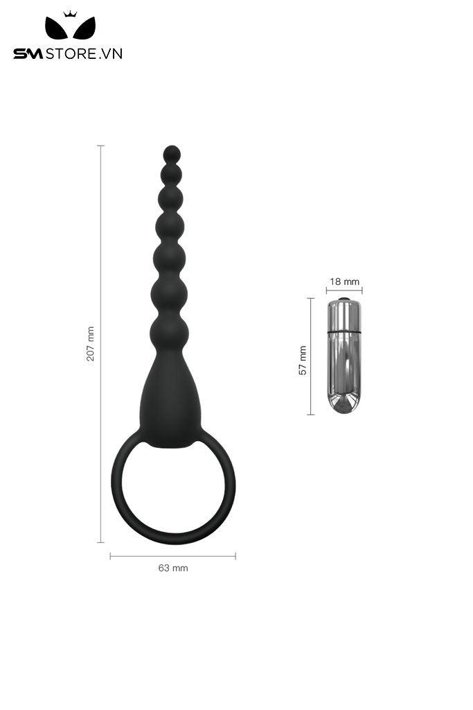 SMT1719 - Que rung hậu môn dạng chuỗi hạt silicon dài 20.7cm
