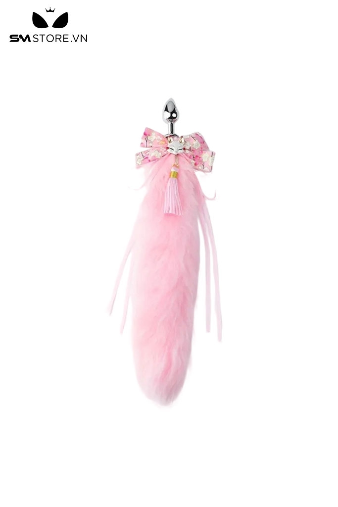 SMT1734 - Đuôi cáo cosplay gắn mèo hồ ly và nơ dài 47cm