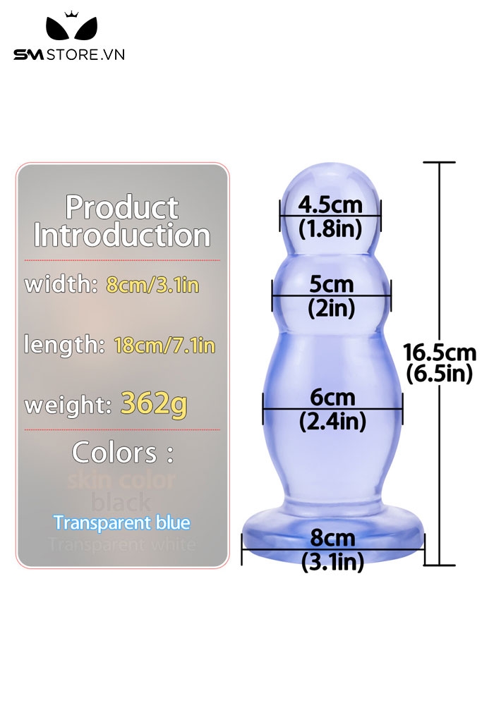 SMT2928 - Đồ chơi hậu môn anal huge quả bầu có 3 tầng dài 16.5cm