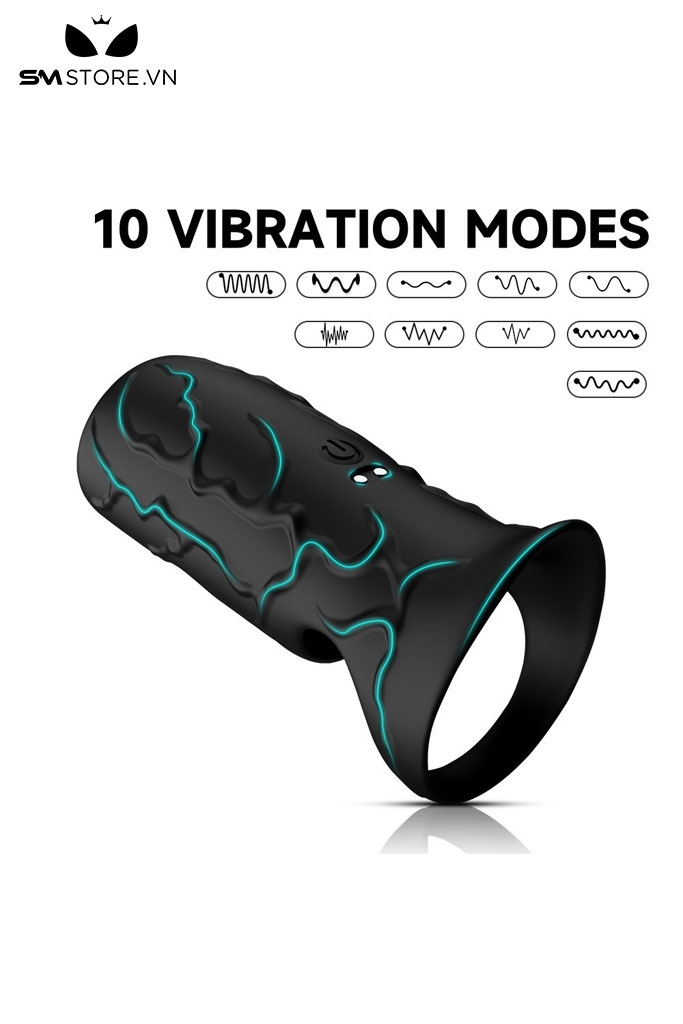 SMT2376 - Vòng rung chống xuất tinh sớm có 10 chế độ sạc điện dài 10cm