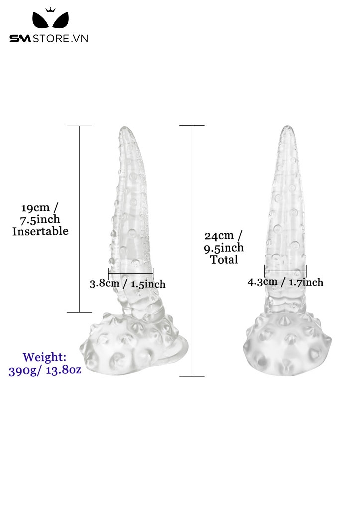 SMT2667 - Dương vật giả trong suốt monster có xúc tu và gai dài 24cm