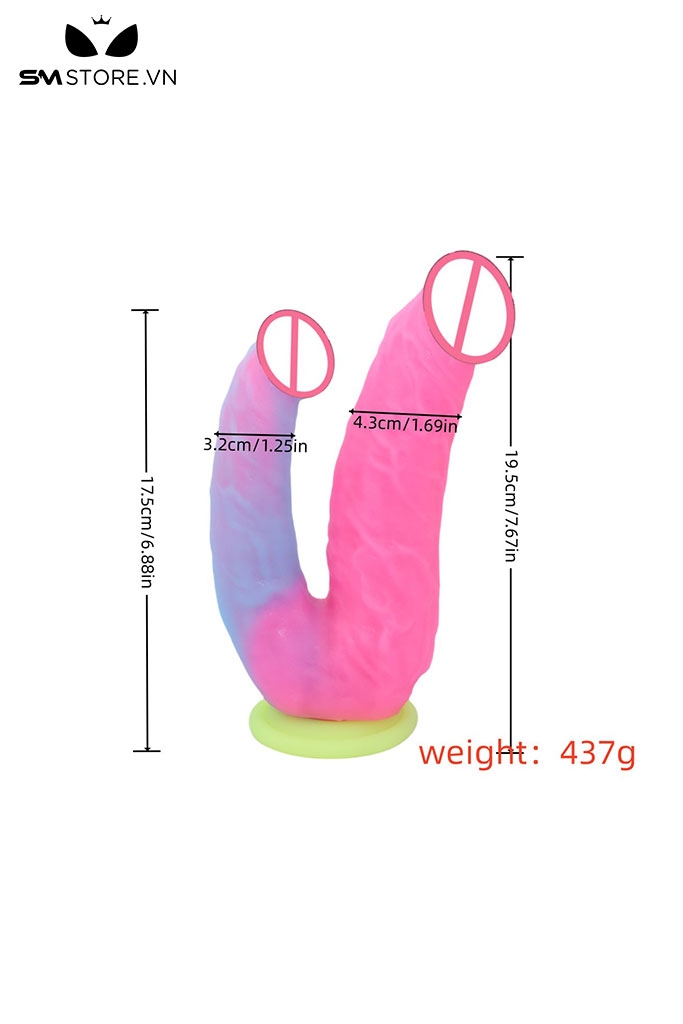 SMT1347 - Dương vật giả hồng xanh silicon uốn dẻo phát sáng