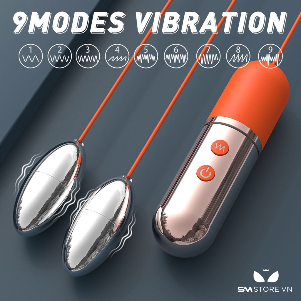 SMT1550 - Trứng rung silicon 2 đầu có 9 tần số sạc điện chống nước