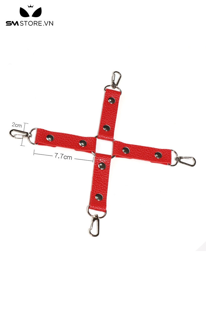 SMT1021 - Đồ chơi SM cố định tư thế chữ X chéo  trói tay chân da PU
