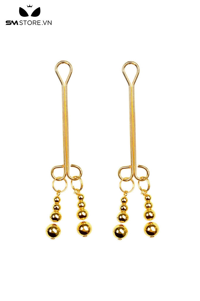 SMT1753 - Kẹp núm vú bằng kim loại mix 4 hạt bi tròn dài 11.5cm