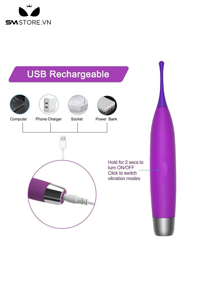 SMT1132 - Bút rung kích điện có 10 chế độ dài 19cm có 3 đầu thay