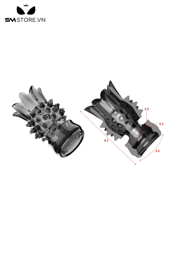 SMT798 - Vòng đeo dương vật silicon có gai màu đen dài 48mm