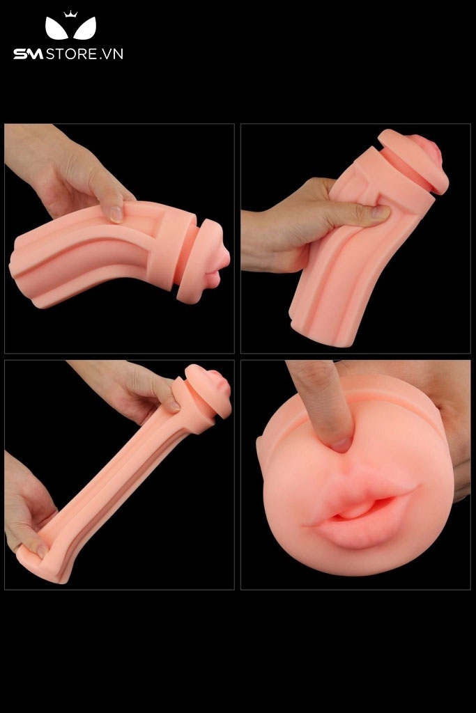 SMT1423 - Cốc thủ dâm hình miệng bằng silicon mềm dẻo dài 19.8cm