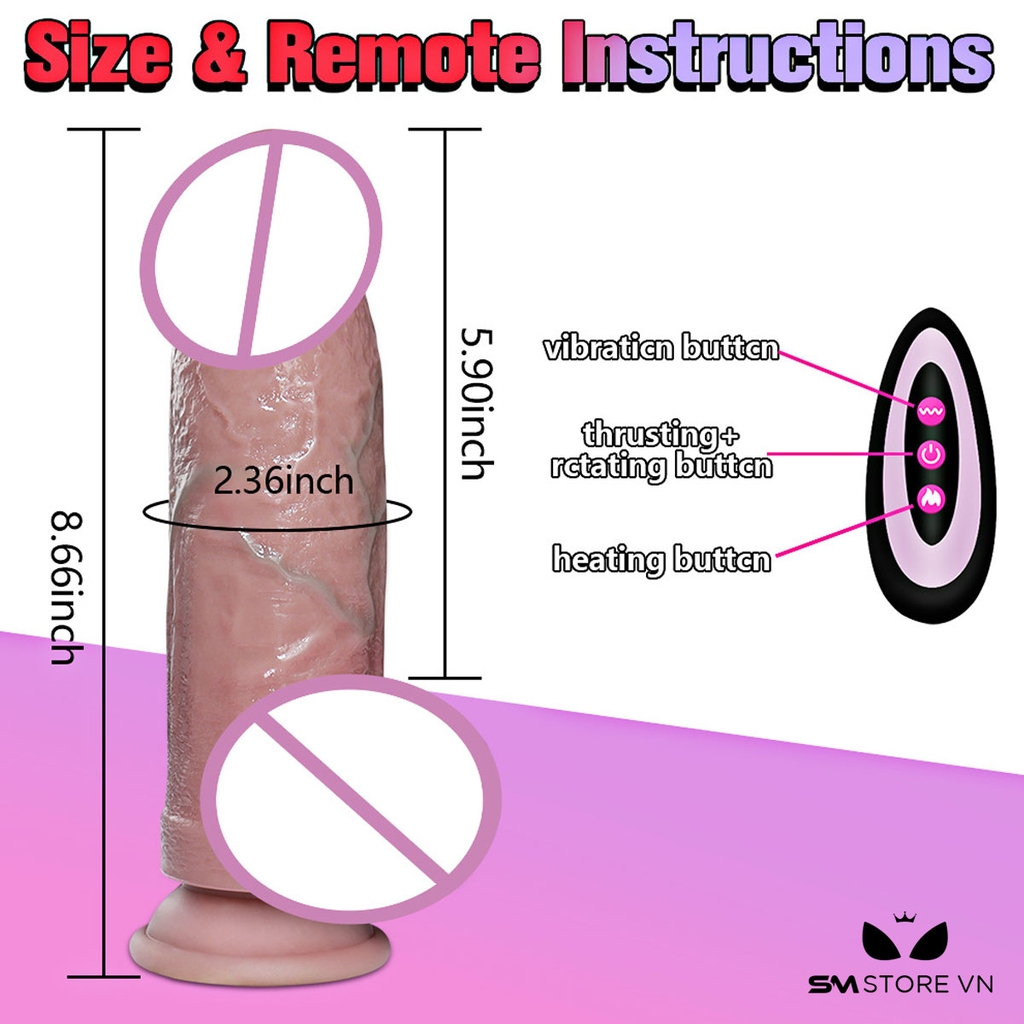 SMT1611 - Dương vật giả khủng có sưởi ấm đường kính 6cm